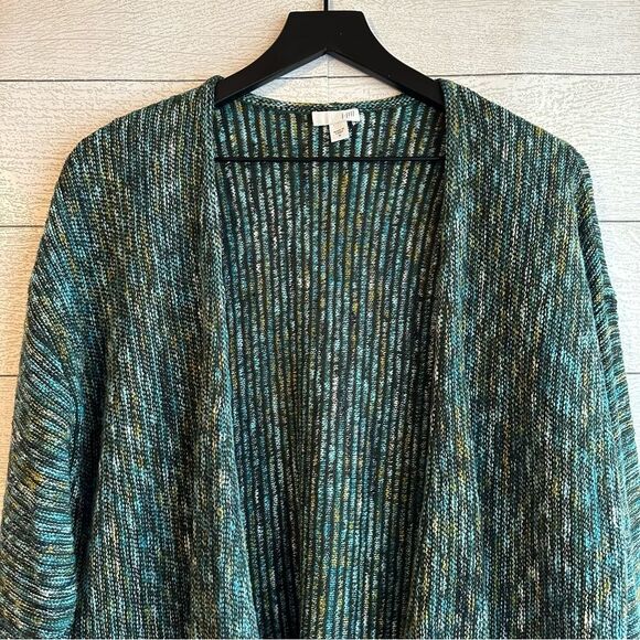 J. Jill Marled Textured Long Pocket Cardigan Green Size Medium - Picture 2 of 8